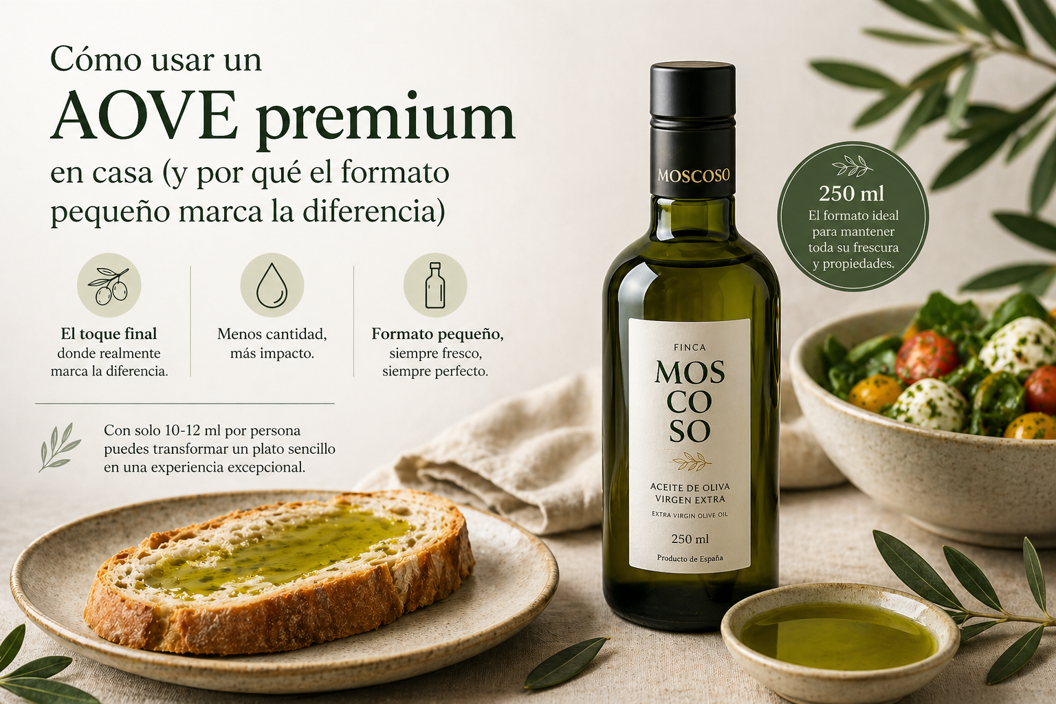 Cómo usar un AOVE premium en casa (y por qué el formato pequeño marca la diferencia)